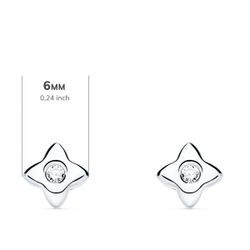 18K Pendientes Oro Blanco Estrella 6X6 Mm Diamante 0.100Qt. G-Vs2.Cierre Presion