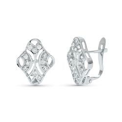 18K Pendientes Oro Blanco Juego Novia Circonita 15X10 Mm Cierre Catalan