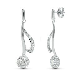 18K Pendientes Oro Blanco Juego Novia Largos Cuajo 35X11 Mm Cierre Presion
