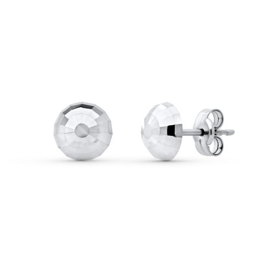 18K Pendientes Oro Blanco Media Bola Tallada 6 Mm