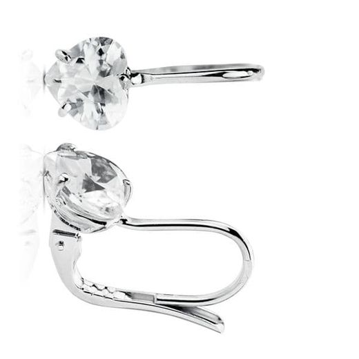 18K Pendientes Oro Blanco Piedra Corazon 7X7 Mm Cierre Gancho