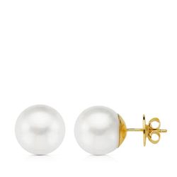 18K Pendientes Perla Australiana Oro Amarillo 11.5-12 Mm Cierre Presion