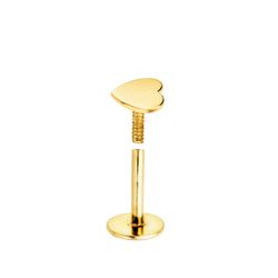 18K Piercing De Oreja Oro Amarillo Con Corazon 5 X 3 Mm. Cierre Tuerca