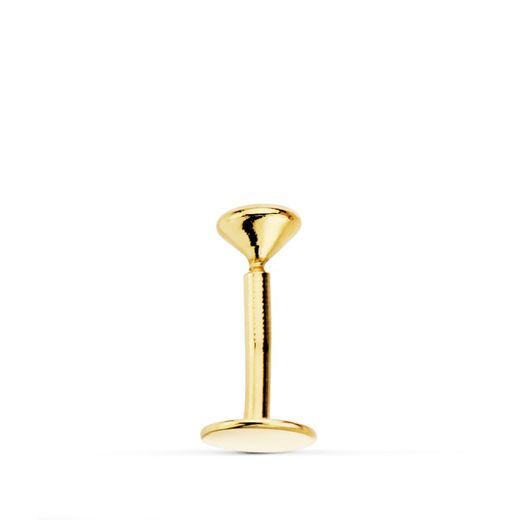 18K Piercing Labio Oro Amarillo Circonita Bocel 3 Mm Grueso Barra 1.20 Mm Longitud 7 Mm Total Piercing 9 Mm Cierre Tuerca