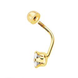 18K Piercing Ombligo Oro Amarillo Circonita Garras 6 Mm