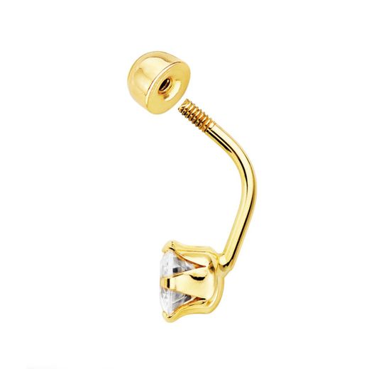 18K Piercing Ombligo Oro Amarillo Circonita Garras 6 Mm