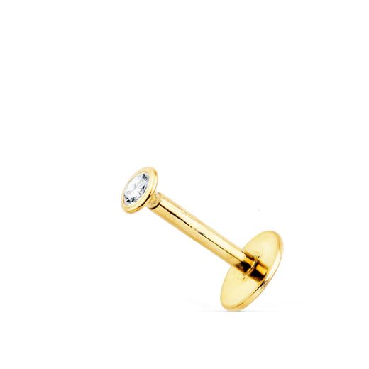 18K Piercing Oreja Oro Amarillo Chaton Con Bocel 2.5 Mm ( Unidad )