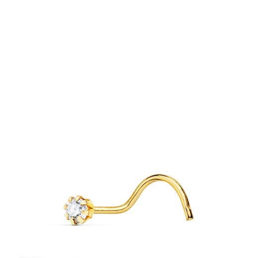 18K Piercing Oro Amarillo Nariz Circonita 2 Mm(Pedido Minimo 3 Unidades)