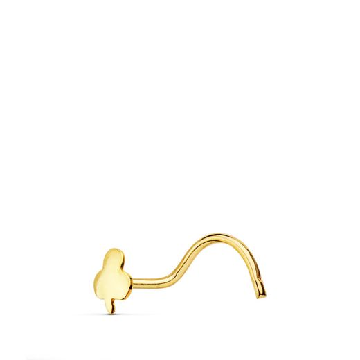 18K Piercing Oro Amarillo Nariz Trebol 3.5X3Mm(Pedido Minimo 3 Unidades)
