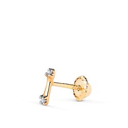 18K Piercing Oro Bicolor Barra Con Circonitas. Medida: 6X2 Mm. Cierre Tuerca
