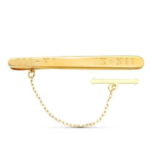 18K Pisacorbata Clip De Corbata Oro Amarillo Numeros 54X6 Mm