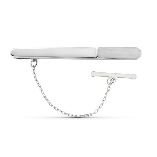 18K Pisacorbata Clip De Corbata Oro Blanco Mate Y Brillo