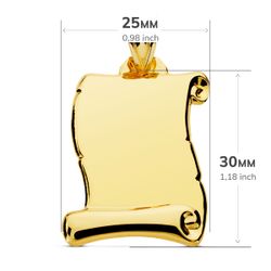 18K Placa Chapa Colgante Pergamino Oro Amarillo Liso 30X25 Mm