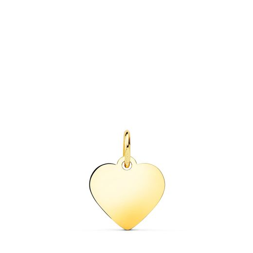 18K Placa Chapa Corazon Oro Amarillo Liso En Brillo 12X12 Mm