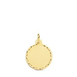 18K Placa Chapa Disco Liso Oro Amarillo Mate Tallado 14 Mm