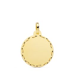18K Placa Chapa Disco Liso Oro Amarillo Mate Tallado 18 Mm