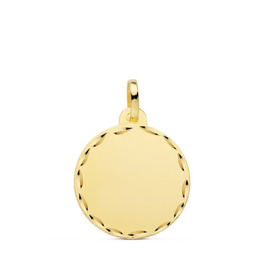 18K Placa Chapa Disco Liso Oro Amarillo Mate Tallado 18 Mm