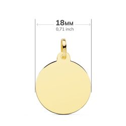 18K Placa Chapa Disco Oro Amarillo Liso Brillo 18 Mm