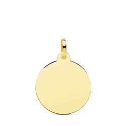 18K Placa Chapa Disco Oro Amarillo Liso Brillo 20 Mm