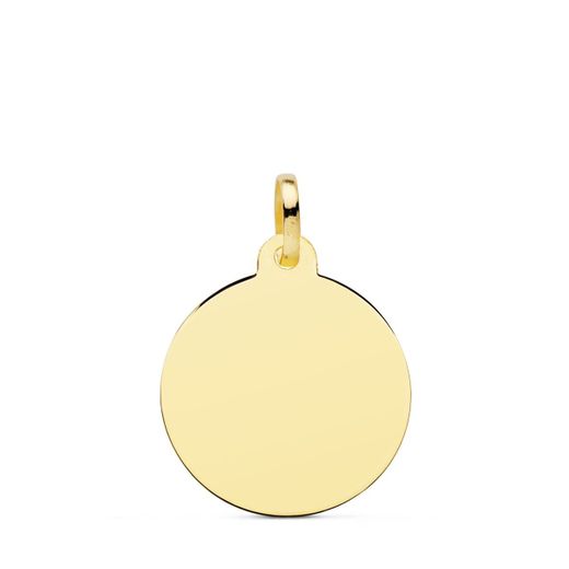 18K Placa Chapa Disco Oro Amarillo Liso Brillo 20 Mm