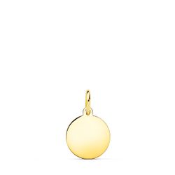 18K Placa Chapa Disco Oro Amarillo Liso En Brillo 10 Mm