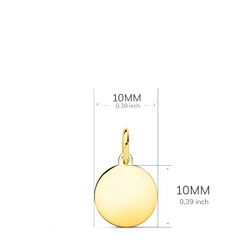 18K Placa Chapa Disco Oro Amarillo Liso En Brillo 10 Mm