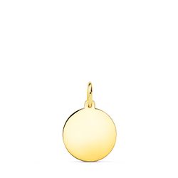 18K Placa Chapa Disco Oro Amarillo Liso En Brillo 12 Mm