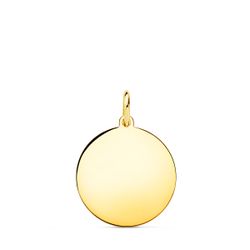 18K Placa Chapa Disco Oro Amarillo Liso En Brillo 16 Mm