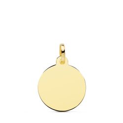 18K Placa Chapa Disco Oro Amarillo Liso En Brillo 16 Mm