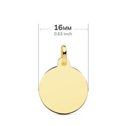 18K Placa Chapa Disco Oro Amarillo Liso En Brillo 16 Mm