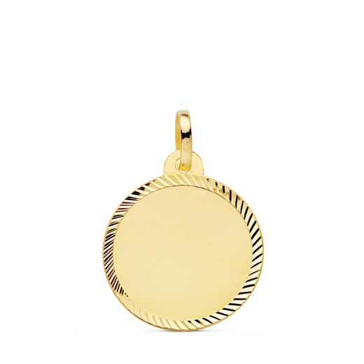 18K Placa Chapa Disco Oro Amarillo Liso Mate Helice 18 Mm