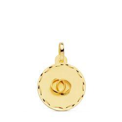 18K Placa Chapa Disco Oro Amarillo Redondo Alianzas Tallado 16 Mm