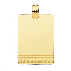 18K Placa Chapa Laser Greca Oro Amarillo 28X20 Mm