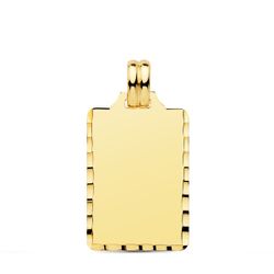 18K Placa Chapa Lisa Alto Brillo Oro Amarillo Tallada 24X14 Mm