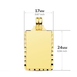 18K Placa Chapa Lisa Alto Brillo Oro Amarillo Tallada 24X14 Mm
