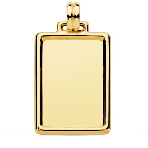 18K Placa Chapa Lisa Brillo Borde Oro Amarillo 31X23 Mm