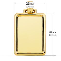 18K Placa Chapa Lisa Brillo Borde Oro Amarillo 31X23 Mm