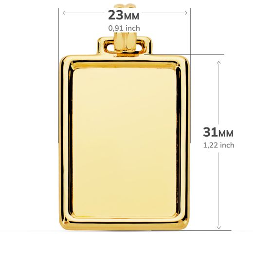 18K Placa Chapa Lisa Brillo Borde Oro Amarillo 31X23 Mm