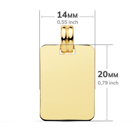 18K Placa Chapa Lisa Oro Amarillo En Brillo Ligera. Medida: 20X14 Mm