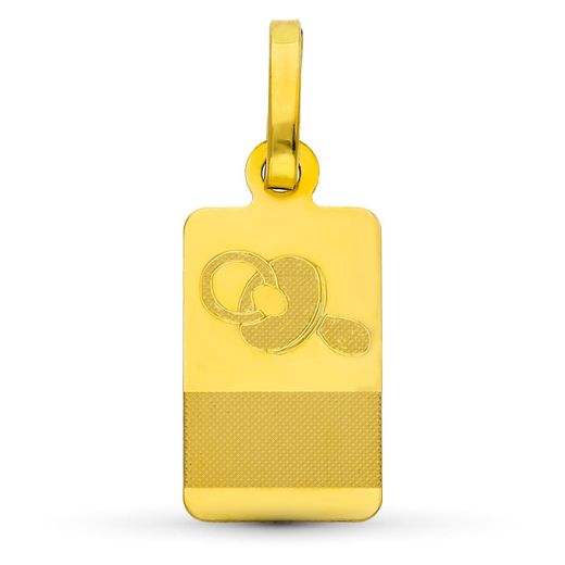 18K Placa Chapa Oro Amarillo Bebe Chupete. 16X8 Mm