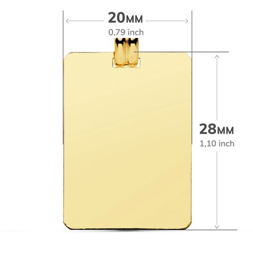 18K Placa Chapa Oro Amarillo Brillo Lisa 28X20 Mm