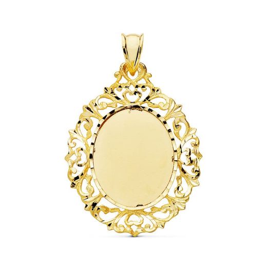 18K Placa Chapa Oro Amarillo Cerco Calado 40X30 Mm