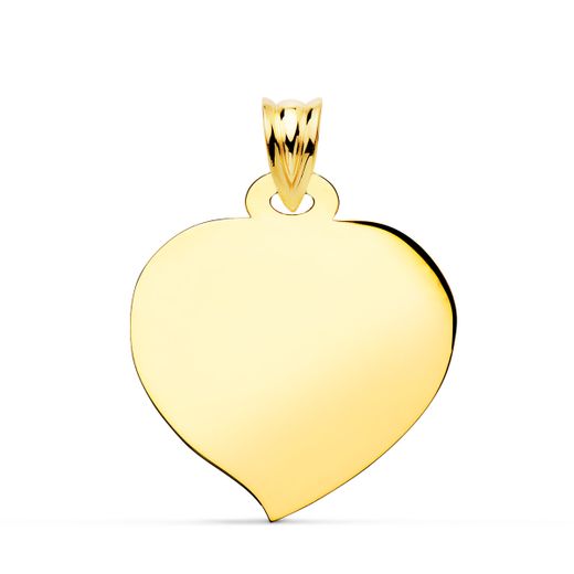 18K Placa Chapa Oro Amarillo Corazon Brillo 26X23 Mm