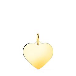 18K Placa Chapa Oro Amarillo Corazon Liso En Brillo 16X16 Mm