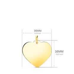 18K Placa Chapa Oro Amarillo Corazon Liso En Brillo 16X16 Mm