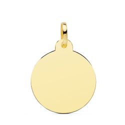 18K Placa Chapa Oro Amarillo Disco Liso Brillo 24 Mm