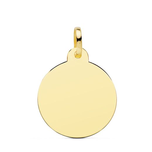 18K Placa Chapa Oro Amarillo Disco Liso Brillo 24 Mm