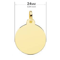 18K Placa Chapa Oro Amarillo Disco Liso Brillo 24 Mm