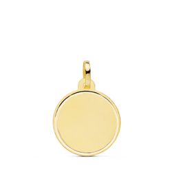 18K Placa Chapa Oro Amarillo Disco Mate Bisel 18 Mm