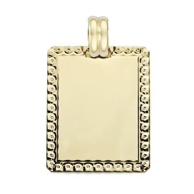18K Placa Chapa Oro Amarillo Filo Tallado 26X20 Mm